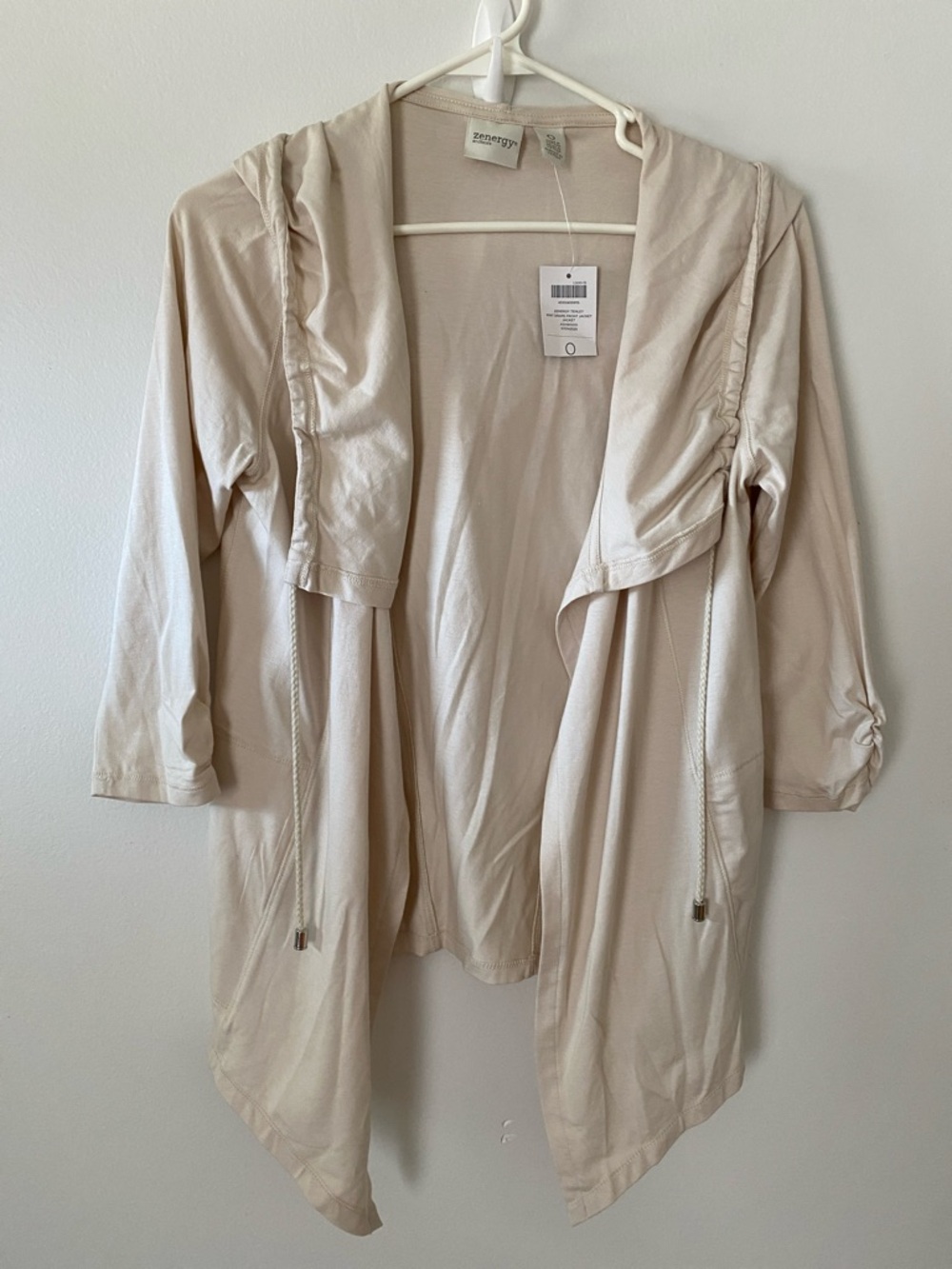 Zenergy Women's Cream Hooded Open Cardigan